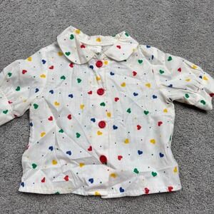 Vintage Toddler Girl 4T Rodeo Drive California Button Up White Long Sleeve Shirt